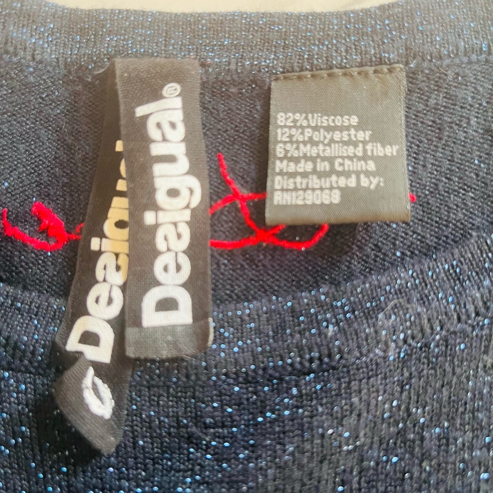 Desigual Metallic Navy Long Sleeve Top - Picture 6 of 6